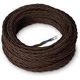 Amarcords - Brown fabric cable, braided, silk, 10 m, with ground 3 x 0.75 - electrical textile thread in classic style for DI