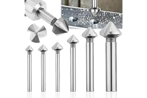 Begpoee 6 Pezzi Trapano a Smusso HSS, Punta Da Trapano per Svasatore, Svasatore Conico 90°, Punta Trapano per Svasatore Titanio Rivestito, Per Acciaio Al Carbonio, PVC, Tavole Di Legno(Argento)