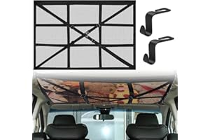 HUANMIN Gepäcknetz Auto 90 cm x 65 cm, Auto-Gepäcknetz zur Aufbewahrung, Luggage Net Car Roof, Autodach, Gepäcknetz, Decke, Auto-Netztasche mit 2 Haken, Universal-Netztasche, Car Storage Cargo Net