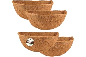ApexTide Coco Liner Hanging Basket Liners 4PCS, 40 * 20CM/16 * 8in Natural Semi Round Coconut Fiber Replacement Liners for Flowers, Vegetables Indoor Outdoor Garden Flower Pots Cupped Shaped