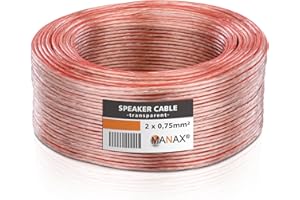 MANAX® 25 m przewód podwójny 2 x 0,75 mm² przezroczysty kabel 2-żyłowy (25 m 0,75 mm² - 1 pierścień, przezroczysty)