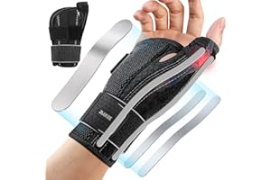 Rakiie Thumb Splint Right Hand, Wrist and Thumb Brace with 3 Metal Splints & 2 Adjustable Straps, Breathable Thumb Support for Arthritis, Tendonitis, Sprain, Hand Support for Men & Women, Gray S/M