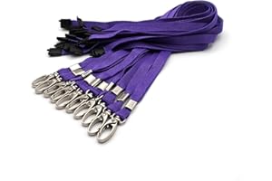 EASYBADGE 10 Pack Lanyards for ID Badges with Safety Breakaways and Metal Lobster Clips