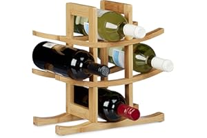 ‎RELAXDAYS Relaxdays Bambusowy stojak na wino, na 9 standardowych butelek, oryginalny design, wolnostojący, 4,5 x 30 x 30 cm, naturalny