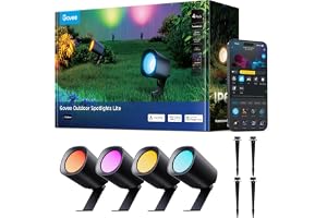 Govee Utomhus LED-spotlight Lite, IP67 trädgårdsbelysning i plast, RGBWIC spotlight för vägen, dimbar, 64 lägen och 16 miljon