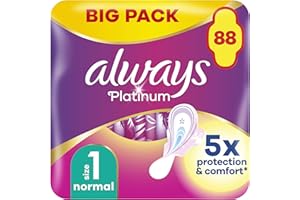 Always Platinum Normal (Size 1) Sanitary Towels with Wings 22 Pads x 4