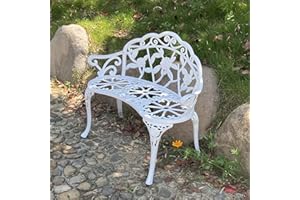 TangXiaoQi Gartenbank, Metall Aluminium Rose, passend für Garten Veranda Park Front Veranda Balkon im Freien (weiß)