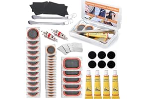 Guegine 57 Pcs Puncture Repair Kit,Puncture Repair kit Bike Tyre,Bike Puncture Repair kit,Lightweight and Compact, Easy to Carry and Meet Your Various Tire Repair Needs