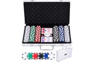 Engelhart – 320910 – Zestaw pokerowy – srebrna walizka – 300 żetonów 11,5g bez numerów – 2 talie – 3 przyciski – 5 kości