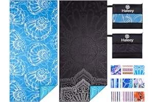 Haleey 2 Pack Microfibre Lightweight Beach Towel 180x80cm Oversized Extra Large Thin Sand Free Towels Travel Swim Pool Yoga Gym Camping for Adults Women Men Beach Essentials Accessories Vacation Gift