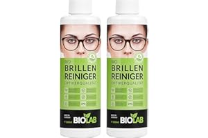 BIOLAB Lot de 500 nettoyants bio pour lunettes (2 flacons de recharge de 250 ml) pour lunettes, anti-buée, sans silicone, sans alcool, anti-buée