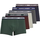 Jack &amp; Jones Men's Boxer Shorts, Set of 5, White, Black, Blue and Grey, 95% Cotton, Sizes S, M, L, XL, XXL 12213221