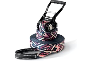 SECOROCO Slackline zestaw Striving, długość 15 m, kompletny zestaw dla dzieci, początkujących, zaawansowanych i profesjonalistów, łącznie z torbą do noszenia