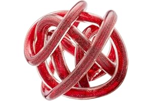 Torre & Tagus Orbit dekorative Glaskugel, handgefertigter Mini-Kristallknoten, 11,4 cm Durchmesser, Rot-Metallic Gold