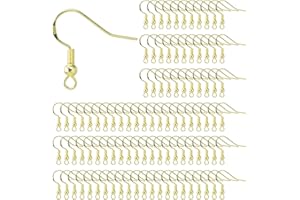 MENGH-SHOP Ganci per orecchini, 100 pezzi, ganci per orecchio, in argento Sterling 925, con sfera a molla, per fai da te, fabbricazione di gioielli 14 K placcati oro
