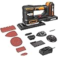 WORX WX820 Cordless Multi Sander, Power Share, 5in1 Orbital, Finishing, Detail, Contour and Finger Sander, Variable Speed, 5X Sanding Pads, 15x Sanding Paper, 1x 2Ah Battery Included, 18V (20V Max)