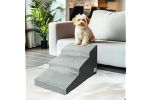 BingoPaw Schody dla małych psów, 3 stopnie, 40 cm, wysokość 40 cm, ze zdejmowaną poszewką nadającą się do prania i antypoślizgowym dnem, przenośna rampa dla psów, na sofę, łóżko, 39 x 65 x 40 cm