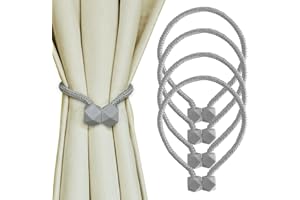 Yazikisa Gardinen Raffhalter Grau 4 Stück Magnetische Vorhang Raffhalter Vorhanghalter für Vorhänge Magnet Halter Seil Clips Modern Handstricken Wohnzimmer Outdoor Zubehör Büro
