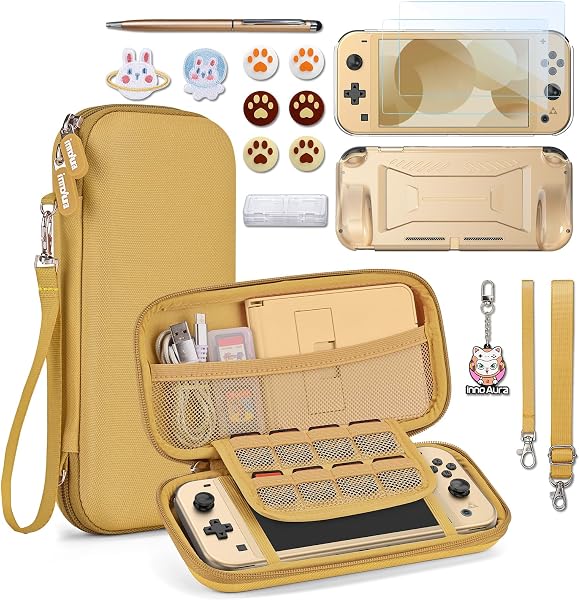innoAura Custodia Switch Lite 18 in 1 Set di accessori per Switch Lite con Custodia da trasporto Switch Lite, Custodia per giochi Switch, Proteggi schermo Switch Lite, Supporto Switch (Marrone) - 1