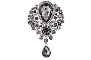 YONGHUI Rhinestone Flower Brooches For Women Ladies Wedding Shiny Teardrop Brooch Pins Pendant Jewellery