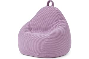 bananair - Puff Salón de Pana - Suave y Cómodo, con Relleno Incluído - Funda Lavable - Puff Pera Práctico y Fácil de Transportar - Bean Bag Versátil, Puff Gamer, Niños (105 x 85 cm, Violeta Lila)