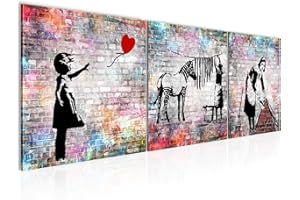 Runa Art - Cuadros Banksy Street Art 120 x 40 cm Cuadro in Lienzo no Tejido Vistoso Moderno Decoración de Pared 029233b