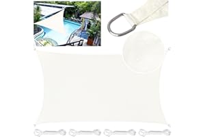 LEcylankEr Sun Shade Sail 2x4m Rectangular PES Polyester Waterproof Sail Shade with Accessories 95% UV Block Shade Sails Sun Shades for Garden Outdoor Patio Pergola Balcony (beige, 2 x 4 m)