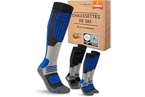 sockenkauf24 Chaussettes de Ski Homme Laine Merinos 2 Paires