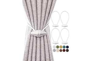 TECVINCI Embrasses de Rideau Magnétiques avec Aimant Plus Grand de Mise à Niveau, Paquet de 4 Retenues de Draperie de 40 cm pour Rideau Intérieur et Extérieur - Blanc