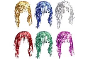 FYKZQWDS 6 Pcs Party Wigs, Photo Booth Props Party Props Hair Tinsel Party Accessories Wigs Fancy Dress for Neon Party Masquerade Ball Men and Women Role-Playing Wig Party Christmas（Multicolor）