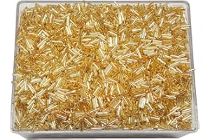 PERLIN 3300 cuentas de cristal de 6 mm, perlas de cristal de forma tubular, perlas en forma de palillos, Roccailles (dorado con tono interior plateado)