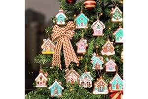 HOMORRO 16 Piezas Adornos Arbol Navidad Casa Jengibre Kit Decoracion Navideños Christmas Tree Hogar Decorations Manualidades La Casita De Jengibre Interior Colgantes Navidad