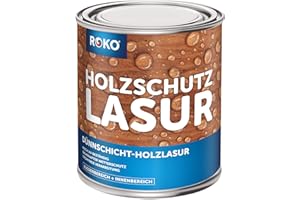 ROKO Holzlasur - Farblos - 0,75 Liter Lasur - 3in1 Seidenmatt - Premium Holzschutzlasur für Innen und Außen - Dauerhafter Wetter- und UV-Schutz