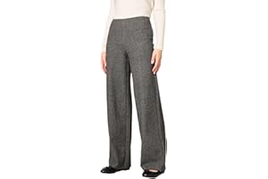 Goldenpoint Donna Pantaloni Wide Leg Herringbone Leggermente Svasati e Vita Media Elasticata Senza Cinturino in Misto Viscosa