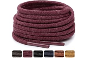 Stepace Lacets Cirés Ronds pour Chaussures Habillées [2 Paires] - 6 Couleurs, 2,5-3 mm de Diamètre