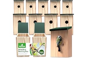 SOL 12pcs Wild Bird Nesting Box, 21.5x12x11.5cm Bird Box for Gardens Natural Look, Attracts Variety Small Birds, Durable Build with Ventilation Holes, Easy to Install & Weather Proof