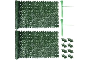 ZANKEOX 2 PCS Artificial Ivy Fence Screening 1m x 3m, Expandable Ivy Trellis Screening, Artificial Hedge Roll, Garden Privacy Fence Screen Panel, UV Fade Protection for Balcony Outdoor Garden Wall Decoration