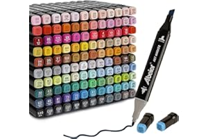 ABEIER 120 Color Alcohol Markers Set, Colouring Pens for Adults, Beginners,Art Marker Dual Tip Permanent Pens for Drawing, Sketching, Anime Manga Design With Carrying Case