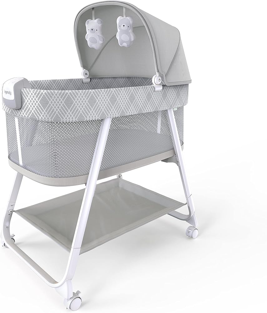 Ingenuity Lullanight Gem Bebek yatağı, 4 tekerlekli ve hava geçiren kenarlı, gri, 0-5 Ay, 7 kg'a kadar