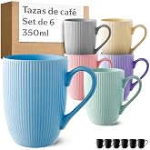 Cosumy Set of Coffee Cups with Milk 350 ml Cake &ndash; 6 Cups Breakfast | Handmade, Thick Ceramic Keeps Heat, Dishwasher Safe, Lat