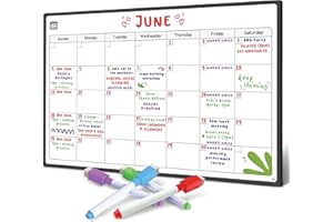 Magnetic Fridge Whiteboard Calendar by Smart Panda - Perfect Month Planner, Memo or Event Reminder for Adults and Children - Notice Board - Monthly