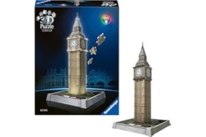 Ravensburger 3D Puzzle Iconics: 12008025 Big Ben - mit Licht - Das berühmte Wahrzeichen von London als detailgetreues und beleuchtetes Modell