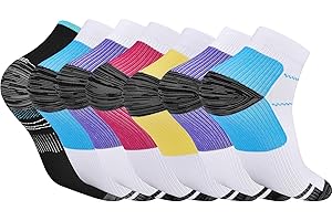 Pnosnesy 6/7 Paar Kompressionssocken für Männer und Frauen Plantarfasziitis Socken Low Cut Sportsocken Sportsocken