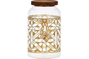 THUN, Biscottiera e Barattolo in Vetro, Tappo in Acacia, Guarnizione in Silicone, Linea AbbracciAMI, Biscottiera da Collezione, Idea Regalo per Natale, 3 L, Ø 14 cm, 23.3 cm h con tappo