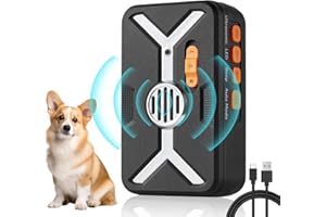 BUICXJKZ Haustier Ultraschall Hundeschreck 3 Ebenen Ultraschall, Antibellhalsband für Hunde IPX4, 49.2ft/15m Range, Ultraschall gegen Hunde EIN USB-Kabel, für Große Kleine Hunde IPX4 Wiederaufladbar