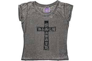 ROCK OFF OFFICIALLY LICENSED PRODUCTS Black Sabbath T Shirt Vintage Cross Official Womens Charcoal Grey Burnout
