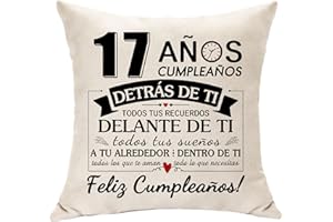 Hasodeo 17º Cumpleaños Decoración, Regalo de Cumpleaños para 17 Años Chica Chico Cojín Funda para 17 Años Hija Hijo Nieta Nieta Sobrina Sobrino Hijastra Hijastro Cojín Decoración Recuerdo (17 años)