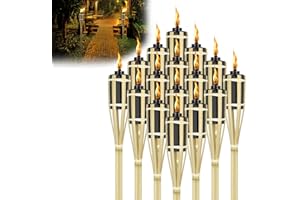 LZQ Lot de 36 torches de jardin pour l'extérieur - 90 cm - Torches de jardin, à huile, en bambou - Pour décoration extérieure