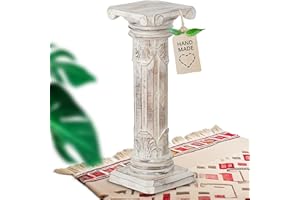 livasia edle Blumensäule Holz im Antik-Look – 60cm – Dekosäule aus Albiziaholz, Handgefertigt, Nachhaltig und Einzigartig aus Bali, Perfekt für Wohnzimmer, Flur oder Garten (Weiß)