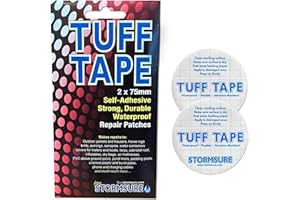 Stormsure TUFF Tape 2x 75mm Round Patch Pack - Waterproof, Self-Adhesive, Durable Patches for Tent, Jacket, Inflatable Repairs: Rips and Holes